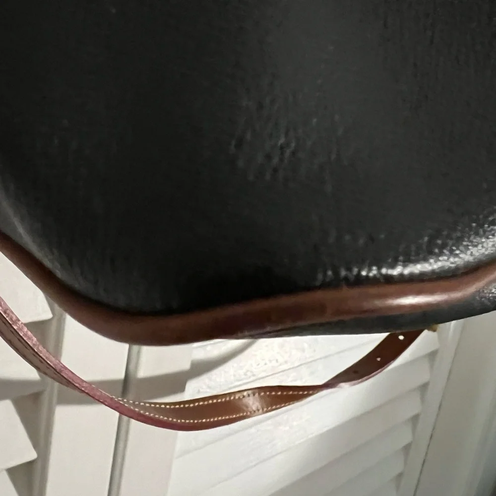 Dooney & Bourke Pebble Grain Large Zip Dome Satchel Black British Tan